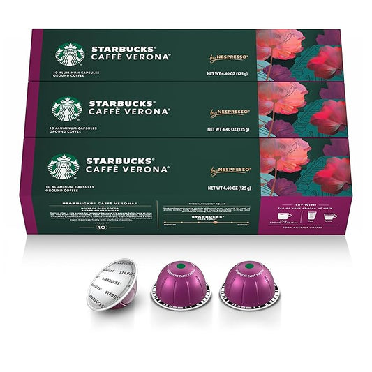 Starbucks by Nespresso Vertuo, Caffè Verona Dark Roast Coffee, 30-count Coffee Pods, Brews 7.8 oz.
