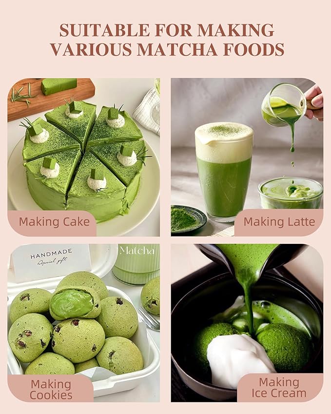 ZENS Matcha Whisk Set, 6pcs Matcha Kit Set with Matcha Bowl, Bamboo Whisk & Scoop, Chasen Holder, 304 Stainless Steel Sifter, Tea Mat for Japanese Tea Ceremony- Pale Pink