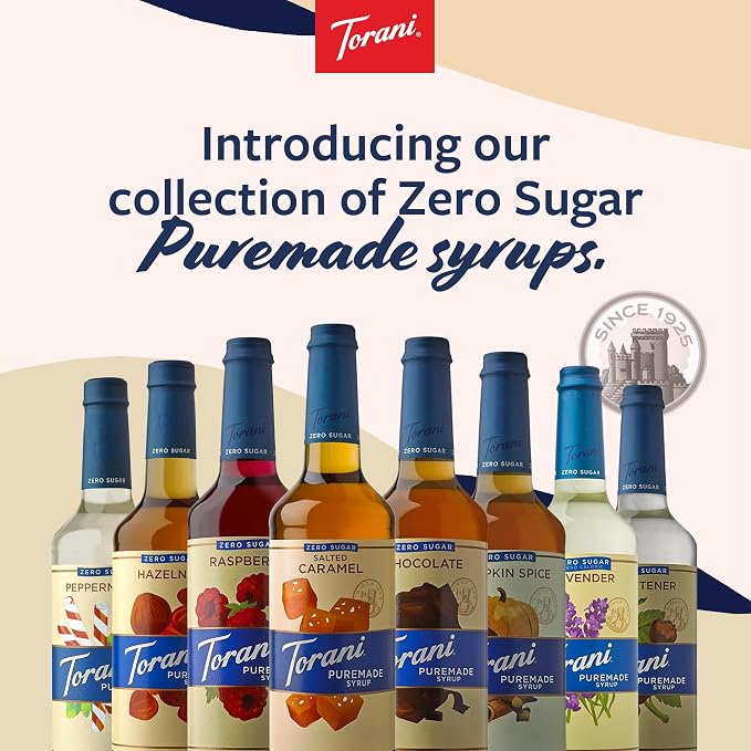 Torani Zero Sugar Puremade Syrup, Hazelnut Flavoring for Drinks, Non-GMO, Glass Bottle with Pump Included, 25.4 Fl Oz - Image 7