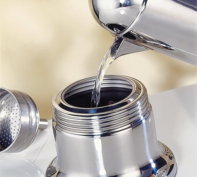 CILIO Aida Stainless Steel Stovetop Espresso Maker, Polished Stainless, 4 Cup,Silver