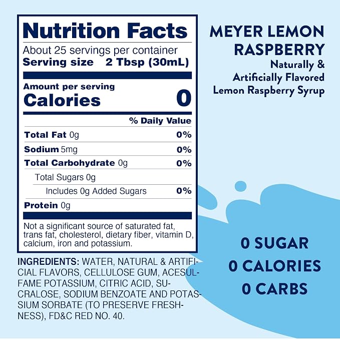Jordan's Skinny Mixes Sugar Free Syrup, Meyer Lemon Raspberry, Fruit Flavored Water Enhancer, Drink Mix for Iced Tea, Lemonade, Drinks, Low Calorie Water Flavoring, Dairy & Gluten Free, 25.4 Fl Oz - Image 2