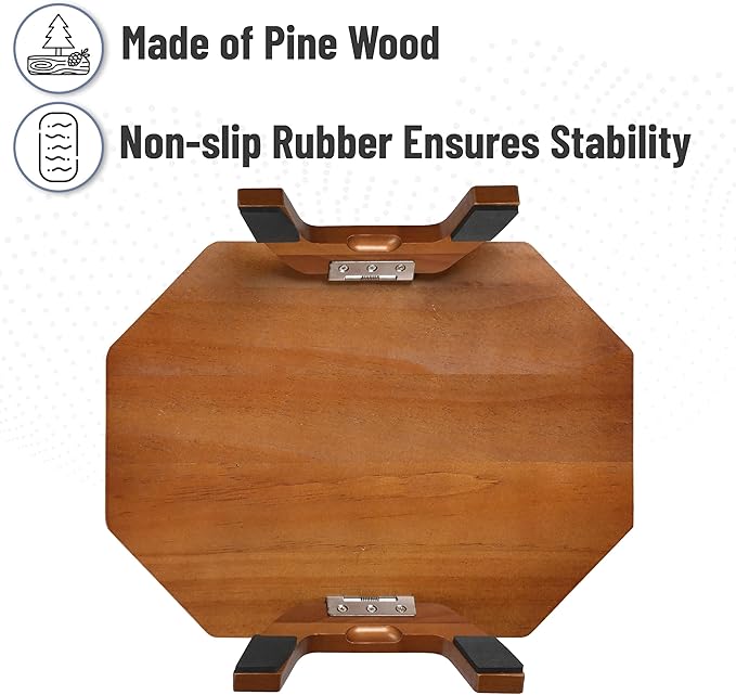 BAMBOO LAND- Couch Arm Tray, Wooden Folding Couch Armrest Table, Octagonal Clip-On Sofa Arm Tray with 360° Rotating Phone Holder