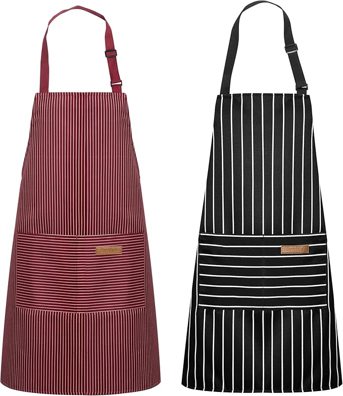 Syntus Apron for Men Women, Adjustable Cooking Kitchen Apron with 2 Pockets | Machine Washable, Firm Stitching, Stain Resistance, Long Tie Straps, 2 Pockets, Versatility, Unisex Use, Gift, BBQ by Syntus