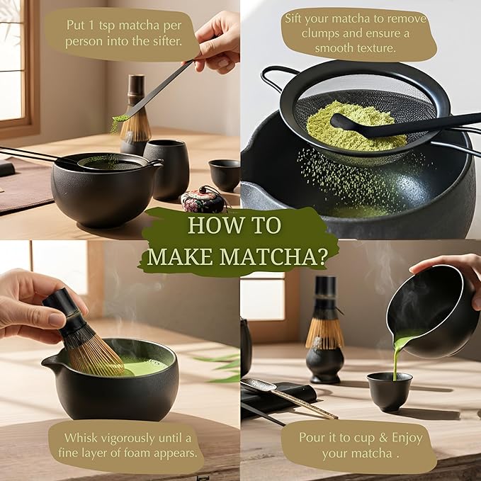ZENSO Premium Matcha Whisk Set – 10 Piece Japanese Matcha Tea Ceremony Kit | Matcha Bowl, Tea Canister, Purple Bamboo Whisk, Whisk Holder, Sifter, Scoop & Scoop Holder, Tea Cup, Tea Cloth, Tea Spoon
