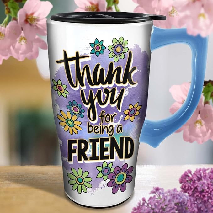Spoontiques - Ceramic Travel Mugs - Kokopelli Cup - Hot or Cold Beverages - Gift for Coffee Lovers