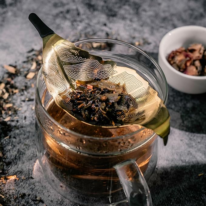 Gold Tea Strainers For Loose Tea Mesh Tea Strainer Stainless Steel Reusable Leaf Shape Tea Infuser Loose Leaf Tea Strainer Tea Filter Mesh