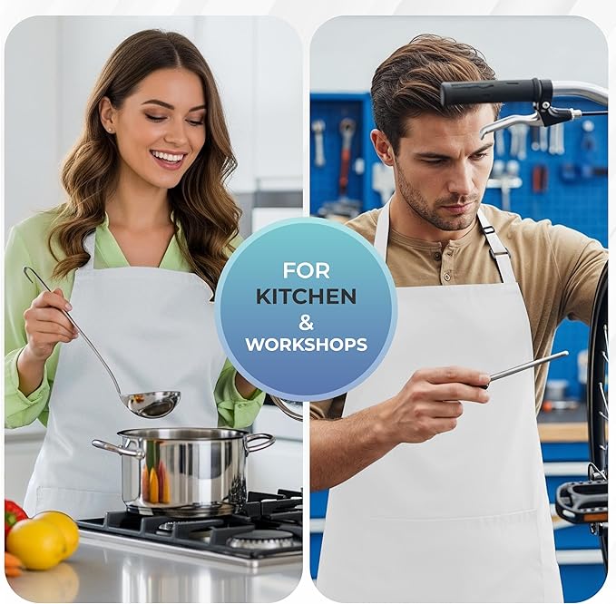 Utopia Kitchen 4 Pack Bib Apron Adjustable with 2 Pockets, Water and Oil Resistant, Cooking Kitchen Chef Apron for Women Men