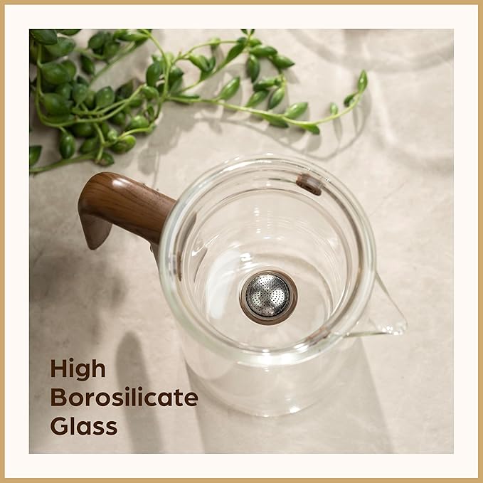 Enchanti Tea Pot - Modern Glass Infuser Teapot - Water Separation Magic Teapot with Heat-Resistant Handle - Elegant Gift Box & Writable Card - Perfect for Loose Leaf Tea - 600 ML (20oz)