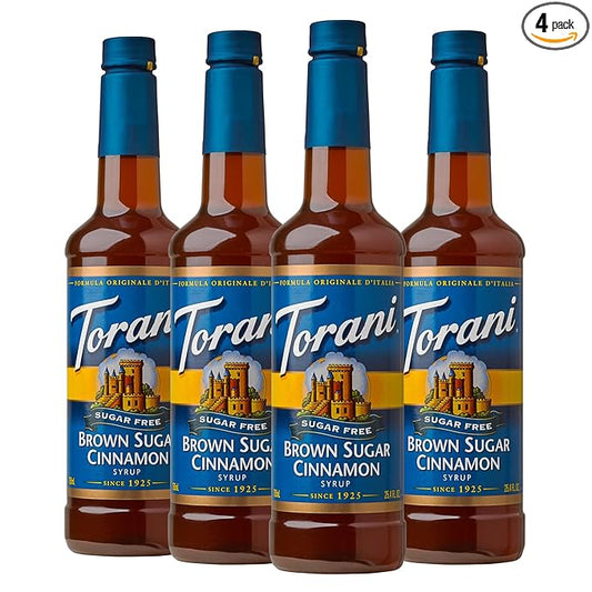 Torani Sugar Free Brown Sugar Cinnamon Flavored Drink Syrup, 25.4 fl oz (Pack of 4)
