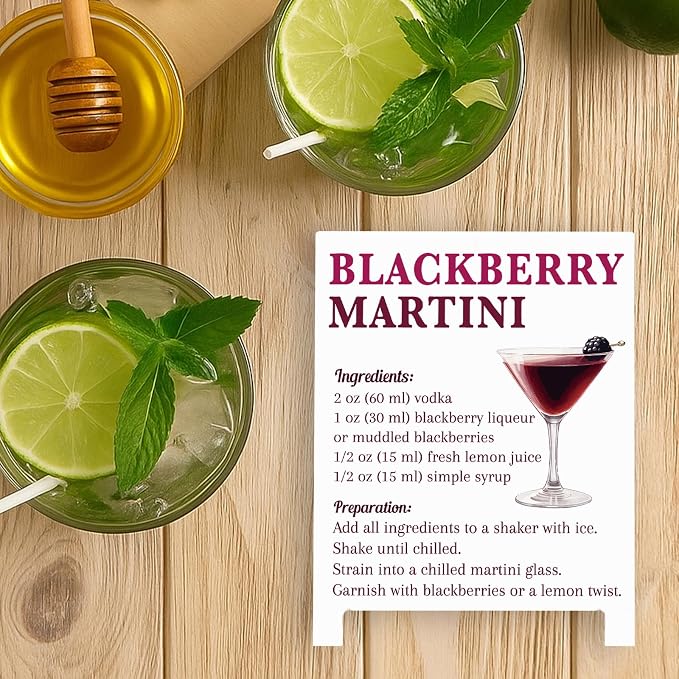 Blackberry Martini Recipe Rustic Bar Decor for Home Cafe Farmhouse Cocktail Sign for Kitchen Bar Cart Accessories Mixology Christmas Gift for Bartender Men Women Couple - 5.59 x 4.33 inch Acrylic Sign - Image 5