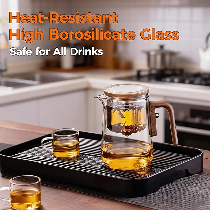 Enchanted Tea Pot, Magic Tea Pot for Loose Leaf Tea Steeper, Heat Resistant Borosilicate Glass Teapot with Tea Infuser, Ideal Gift for Tea Lovers - 34 oz (1000 ml)