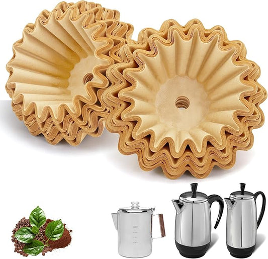 Paper Coffee Filters Compatible with Farberware Coffee Percolator, 150 Pcs Perforated Filter for Farberware 8/12 Cup, Coletti Bozeman 12 Cup, Elite Gourmet EC812, Cuisinart PRC-12N