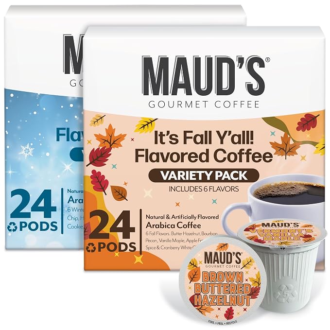 Maud’s Holiday & Fall Flavored Coffee Pods Variety Pack Bundle, 48ct, 11 Assorted Seasonal Flavors, Medium Roast Coffee in Single Serve Pods 100% Arabica Coffee, Compatible with Keurig K Cups Maker - Image 2