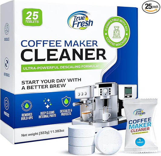 Coffee Machine Cleaner Descaler Tablets 25 Pack - Compatible With Keurig, Nespresso, Philips, Ninja, Delonghi, Miele, Breville & More - Coffee Maker Cleaner Tablets with 1 Year Supply