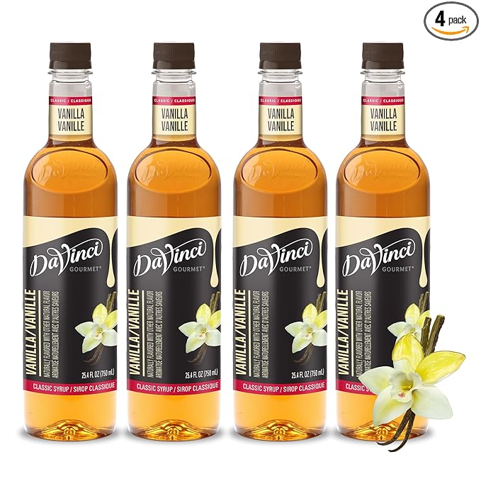 DaVinci Gourmet Classic Vanilla Syrup, Keto-friendly, 25.4 Fluid Ounces (Pack of 4)