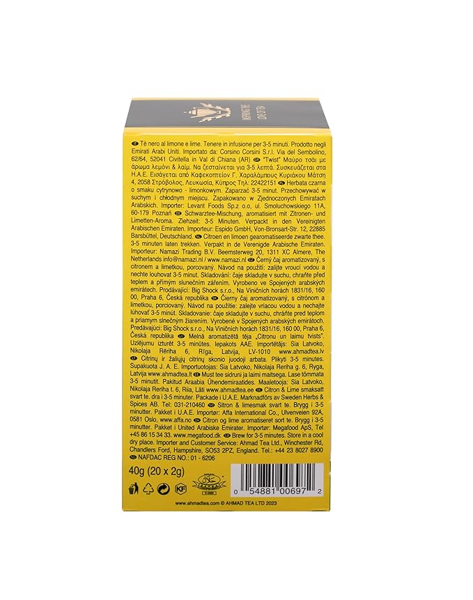 Ahmad Teas - Lemon & Lime Black Tea 1.4oz - 20 Tea Bags