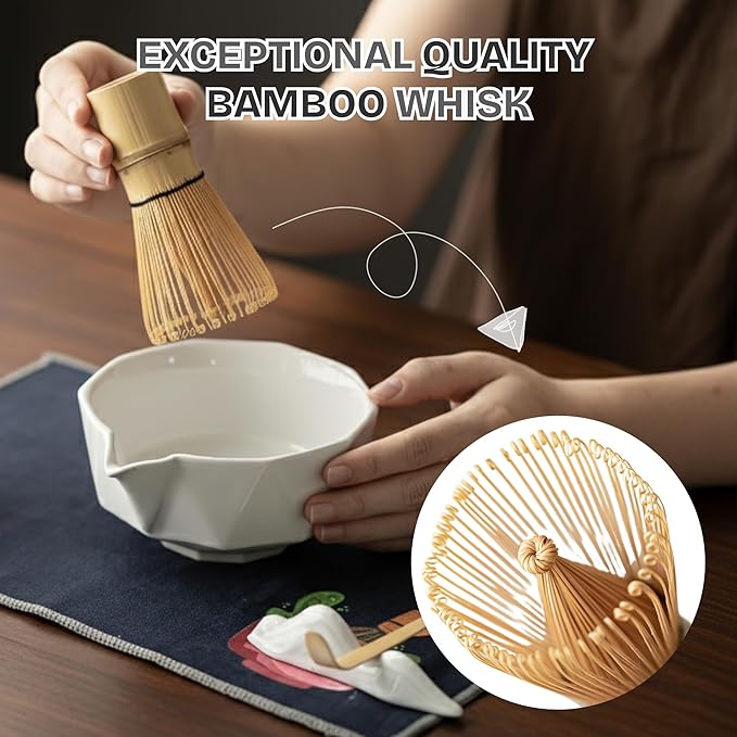 Ceremonial Matcha Kit – Japanese Matcha Whisk Set with Bowl, Bamboo Chasen, Scoop & Sifter – Traditional Matcha Making Set for Beginners
