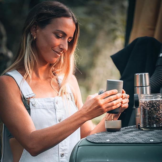 WACACO Minipresso GR2 Portable Espresso Maker Compatible Ground Coffee, Espresso Machine 18 Bar Manually Operated（Olive Grey）