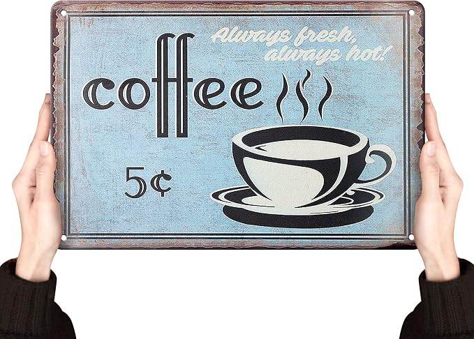 Kitchen Decor | Coffee Metal Vintage Tin Signs | Retro Wall Art Poster | Funny Decorations for Cafe Home House Bar Pubs Restaurants Farm Room 8x12 Inch by Clolinse
