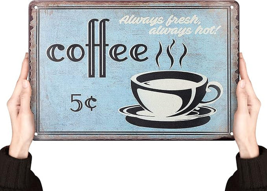 Kitchen Decor | Coffee Metal Vintage Tin Signs | Retro Wall Art Poster | Funny Decorations for Cafe Home House Bar Pubs Restaurants Farm Room 8x12 Inch by Clolinse
