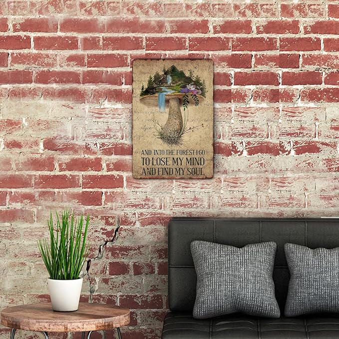 Sanwarm Metal Sign 8X12 Inch, Cute Mushroom Colorful Vintage Tin Sign Wall Art Decor for Home, Living Room, Kitchen, Garden, Bedroom, Office, Hotel, Cafe And Pub Decoration - Image 5