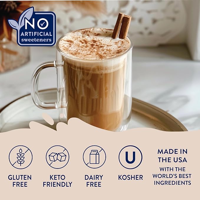 Jordan's Skinny Mixes Sugar Free Coffee Syrup, Cinnamon Dolce Coffee Flavoring Syrup, Naturally Sweetened Zero Calorie Drink Mix, Lattes, Baking or Protein Shake, Dairy & Gluten Free, 12.7 Fl Oz