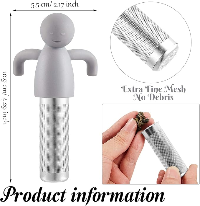 Hicarer 2 Pieces Tea Infuser for Loose Cute Fine Mesh Strainer Stainless Steel Tea Filter Ball Diffuser Steeper for Teacups Teapots (Gray)
