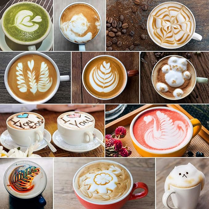 Milk Frothing Pitcher, Thicker Version 350ml 12oz Steaming Pitchers Stainless Steel Milk Coffee Cappuccino Latte Art Barista Steam Pitchers Milk Jug Cup with Decorating Pen