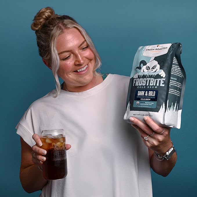 Fresh Roasted Coffee, Organic Dark & Bold Frostbite Cold Brew | USDA, Kosher | Dark Roast | 2 lb Coarse Ground
