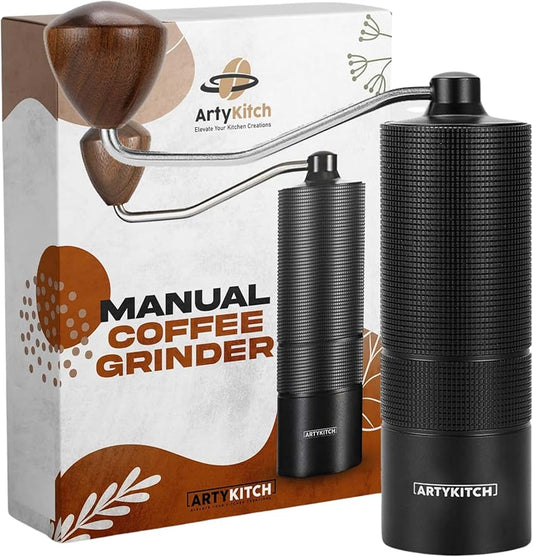 Manual Coffee Grinder - Portable Stainless Steel Burr Hand Grinders for Coffee Bean - Best Adjustable Espresso Maker for Camping Kitchen