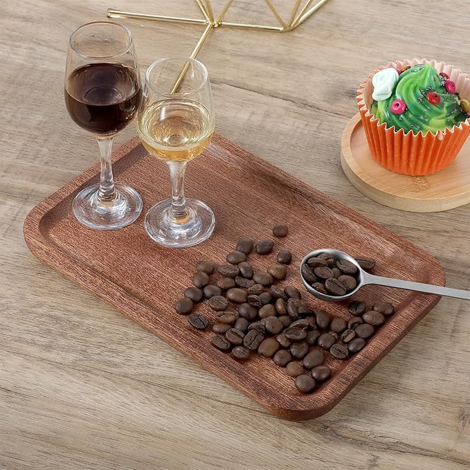 7.8in Small Wood Tray, Rectangular Small Trays Decorative, Wooden Tray for New Year Table Trays Decor, Kitchen, Home Decoration