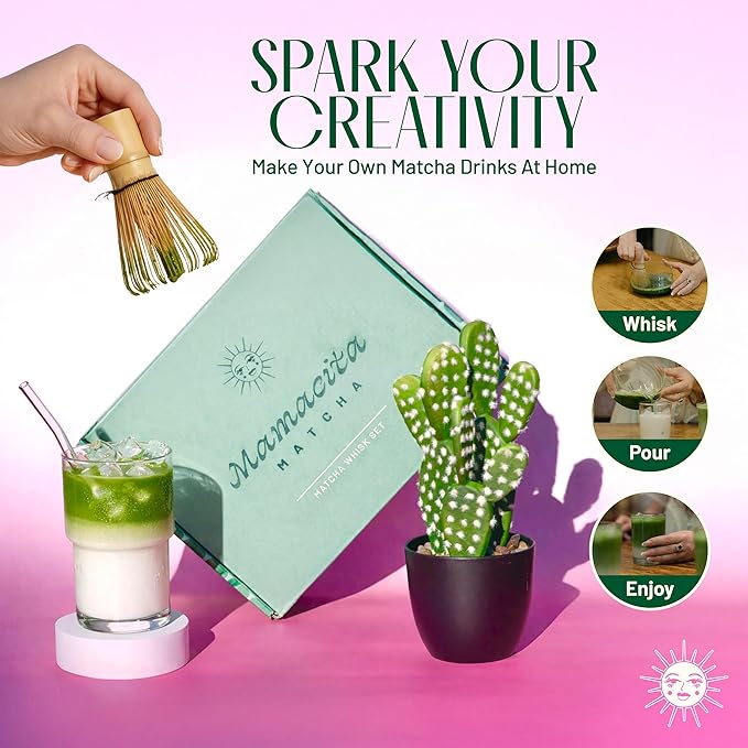 Matcha Whisk Set, 5-Piece Matcha Bowl and Whisk Kit with Bamboo Scoop, Glass Matcha Bowl, Holder, and Sieve – Handmade Borosilicate Glass (Emerald Green)