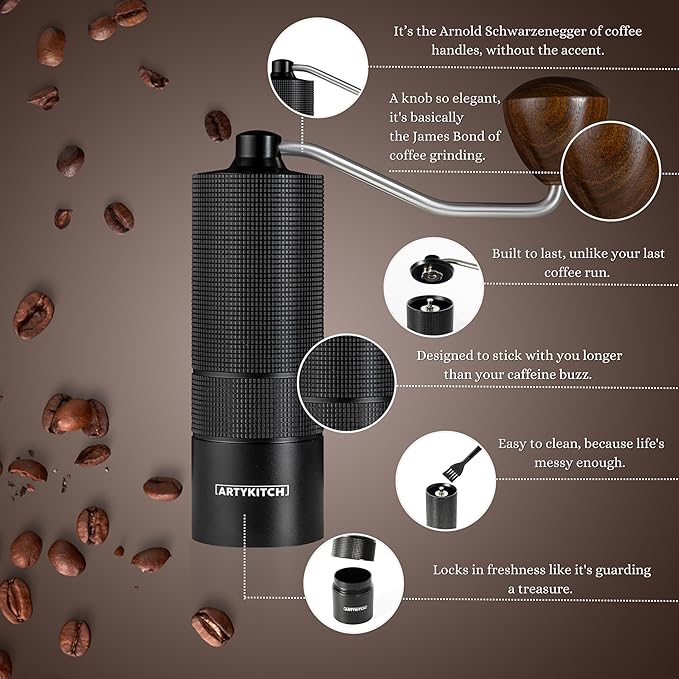 Manual Coffee Grinder - Portable Stainless Steel Burr Hand Grinders for Coffee Bean - Best Adjustable Espresso Maker for Camping Kitchen