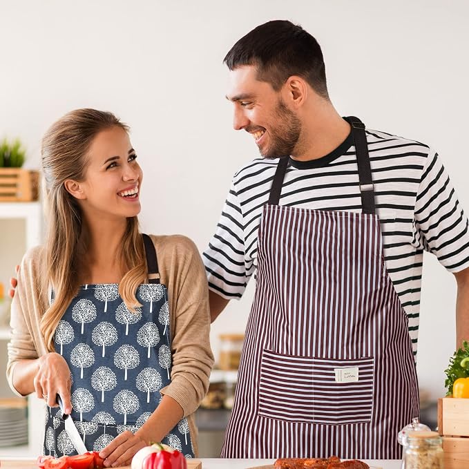 SATINIOR 3 Pcs Waterproof Kitchen Apron with 2 Pockets - Image 2