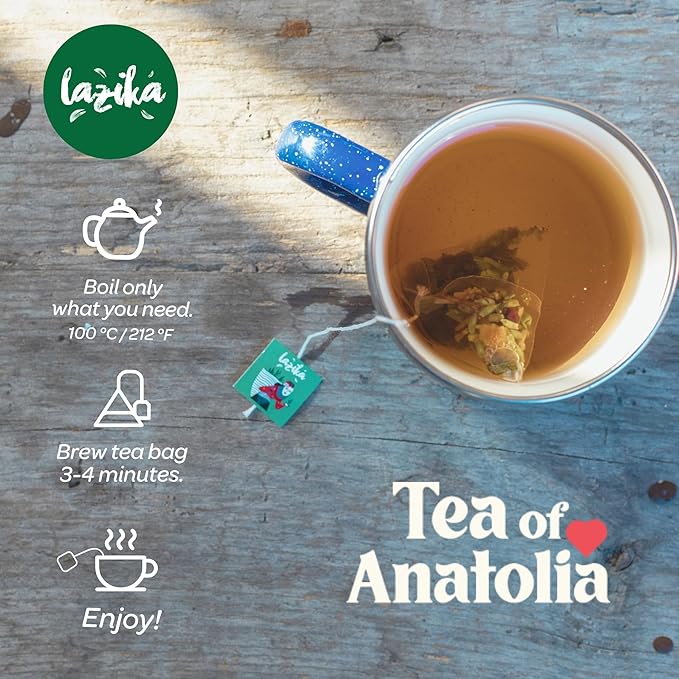 Lazika Tea Sampler with Lovely Presentation Box, 20 Counts, 4 of Each Blend Individually Wrapped, Black, Green and Herbal Tea Variety Gift Set, Premium Collection with Pyramid Infuser Bag, Handcrafted