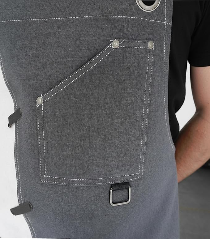 Professional Work Apron for Men & Women – 100% Cotton with waterproof Membrane, Cross Back Straps