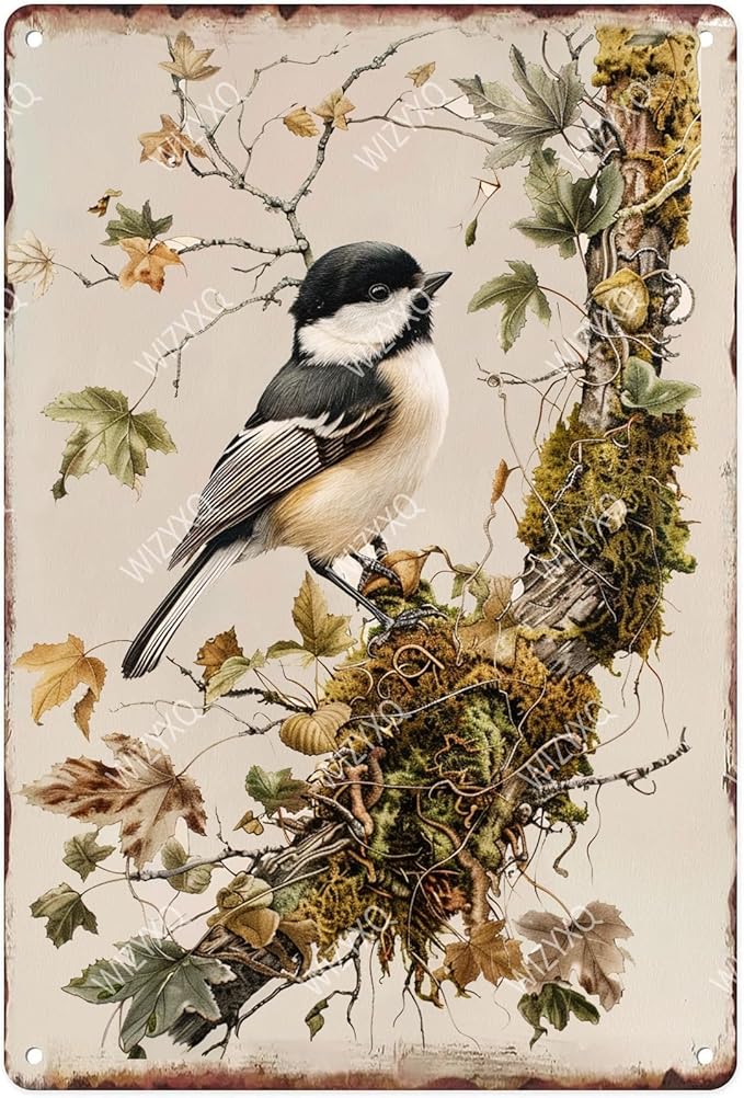 Funny Metal Chickadee Bird Vintage Tin Sign - Wildlife Wall Decor Retro Aluminum for Home, Office, Garden, Club, Yard - 812 Inches by CreatingThoughtfullyDesigned