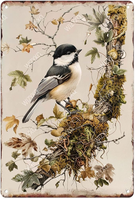 Funny Metal Chickadee Bird Vintage Tin Sign - Wildlife Wall Decor Retro Aluminum for Home, Office, Garden, Club, Yard - 812 Inches by CreatingThoughtfullyDesigned