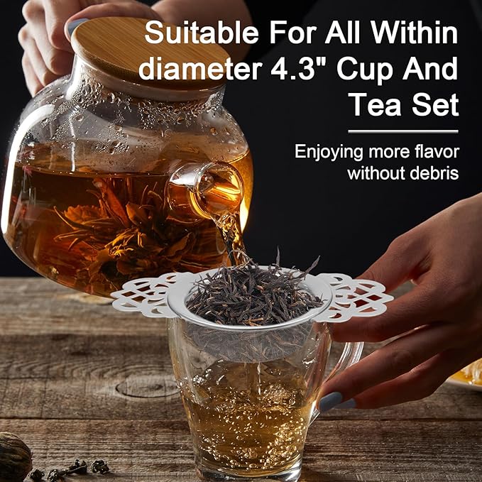 2 Pack Tea Strainers with Drip Bowls Stainless Steel Mesh Tea Infusers Loose Leaf Tea Filter with Handles Tea Steeper for Tea Juice Coffee Drinks, Gold & Silver