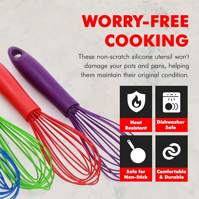 Chef Craft Premium Silicone Wire Cooking Whisk, 10.5 inch, Pastel Blue