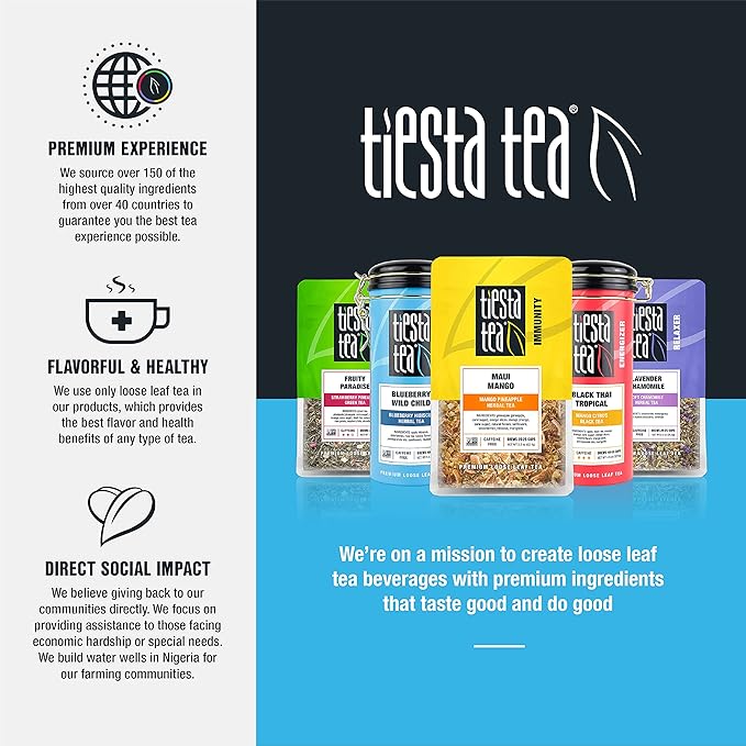 Tiesta Tea Loose Leaf Filters for Brewing, Disposable Infuser for Hot & Iced Drinks, Easy-Fill Steeper, Unbleached Paper, Single-Cup Infuser for Loose Leaves, 100 Empty Bags (6 pack)