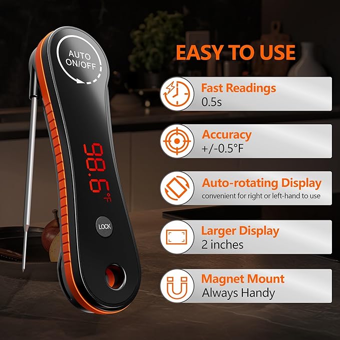 Meat Thermometer Digital Instant Read - Paysean Meat Thermometer for Grilling, BBQ, Candy, Liquid, Beef