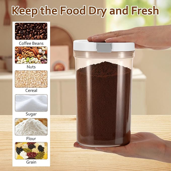 2 Pcs Airtight Coffee Canister, 60oz Large Coffee Storage Container with Scoop, Food Storage for Coffee, Tea, Beans, Sugar, Flour, Cereal and More (1.8 Liters)