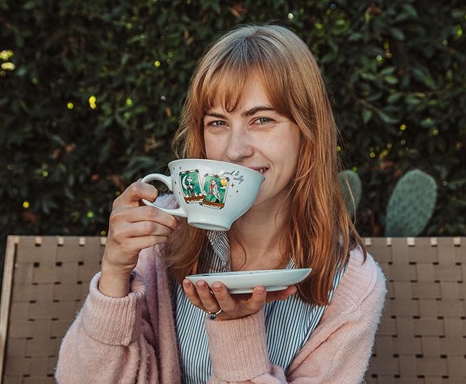 Nightmare Before Christmas Disney The Tarot Cards Ceramic Teacup and Saucer | Tea Party Set For Coffee, Espresso, Mocha