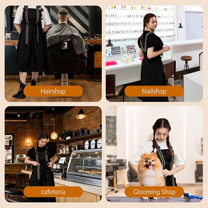 Premium Apron for Nail Techs, Hairstylists, Artists - 360 Full Coverage with Elastic Straps and 2 deep pockets - Image 5