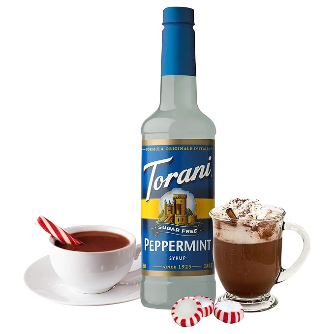 Torani Sugar Free Peppermint Flavored Drink Syrup, 25.4 fl oz (Pack of 4)