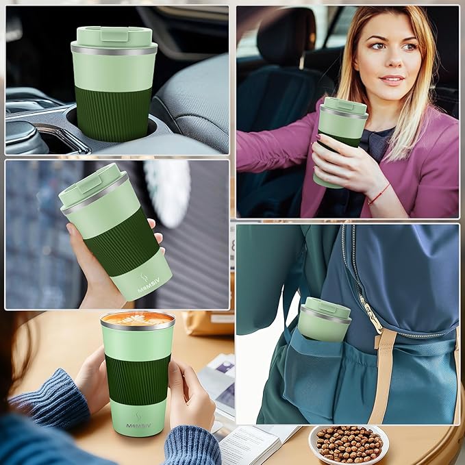 MOMSIV 17oz Travel Mug, Insulated Coffee Cup with Leakproof Lid, Vacuum Stainless Steel Double Walled Reusable Tumbler for Hot and Cold Water Coffee and Tea In Travel and Car