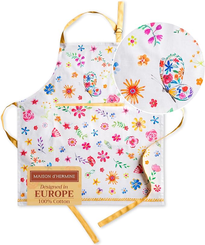 Maison d' Hermine 100% Cotton Apron for women with Pocket Kitchen Chef Apron for Men Cooking Mothers Day Gifts by MaisondHermine