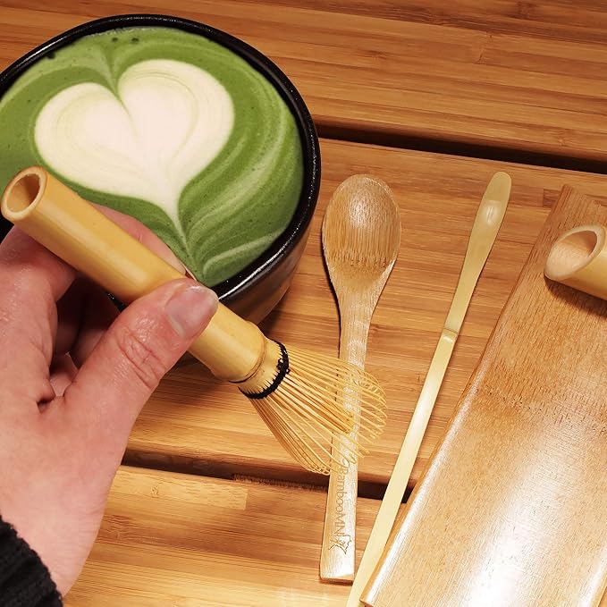 BambooMN Japanese Skinny Matcha Whisk Chasen - Long Handle Traditional Matcha Utensil - Skinny Natural Golden Brown - 2 Pieces