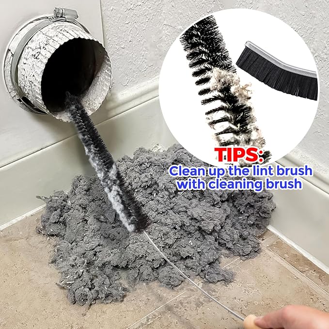 Holikme 3 Pieces Dryer Vent Cleaner Kit - Lint Removal Cleaning Tool, Dryer Vent Trap Vacuum Brush, Long Flexible Refrigerator Coil Brush,Crevice Gap Cleaning Tool Brush - Image 4